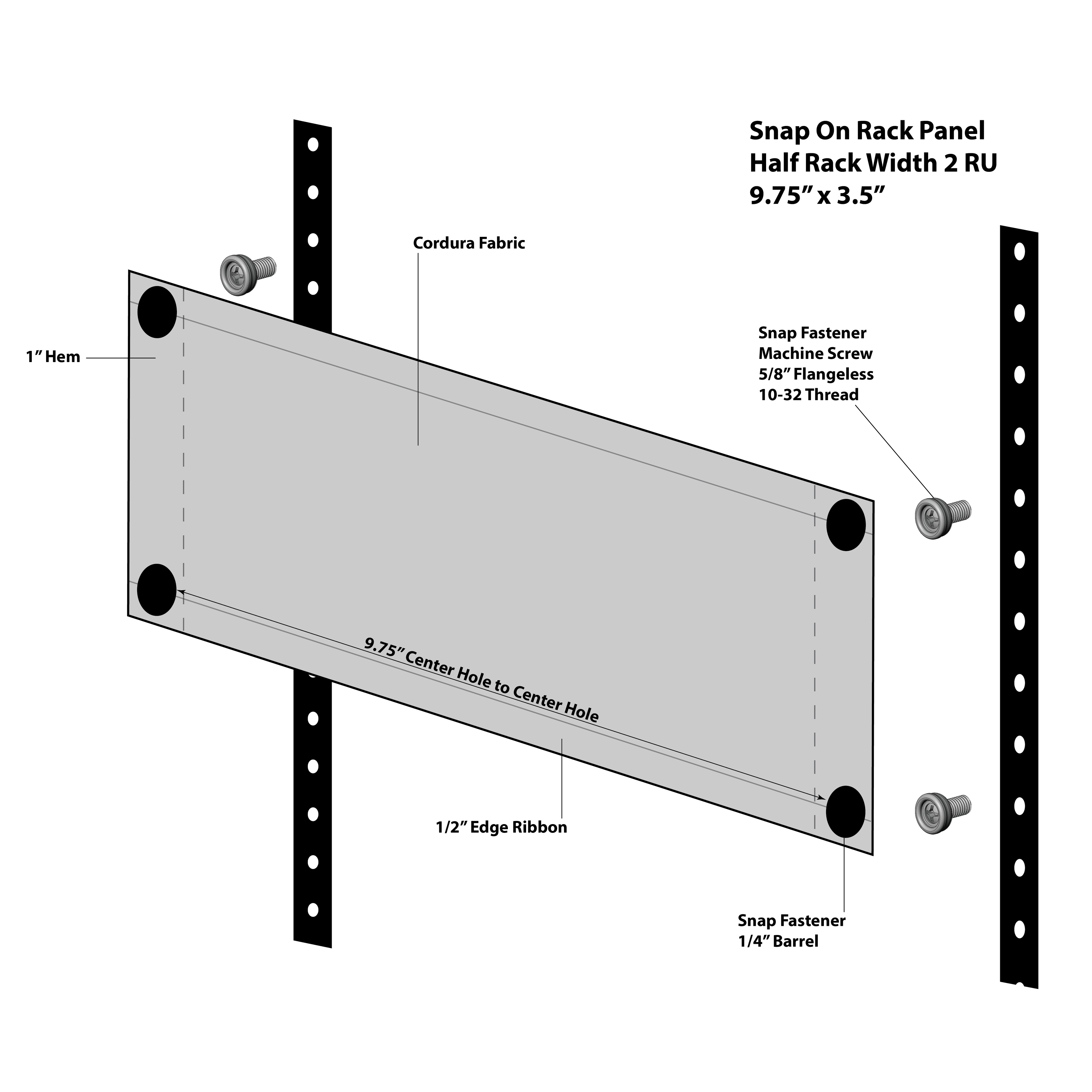Half Rack 2U Snap-On Rack Panel Solid