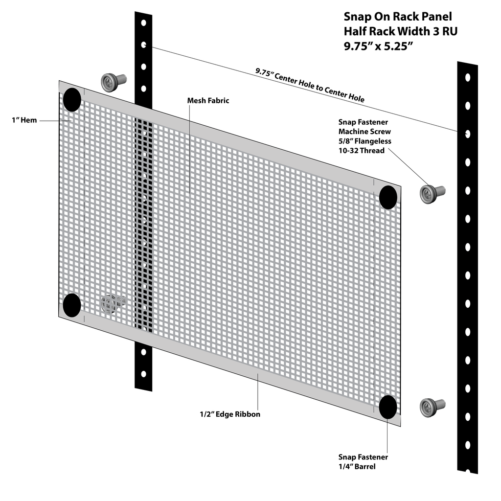 Half Rack 3U Snap-On Rack Panel Ventilation
