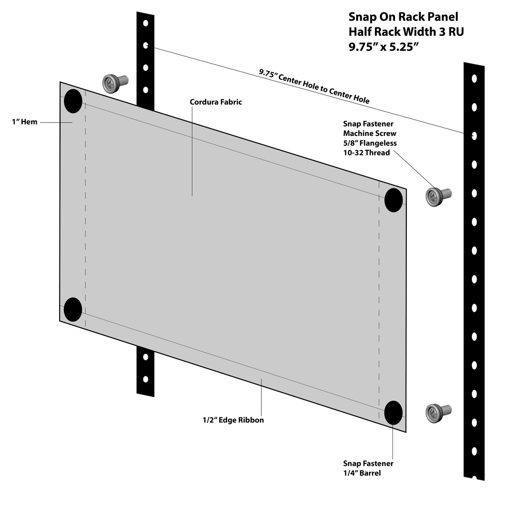 3u Half Rack Lightweight Snap-On Rack Panels for AV Road Cases & Flight Packs ...