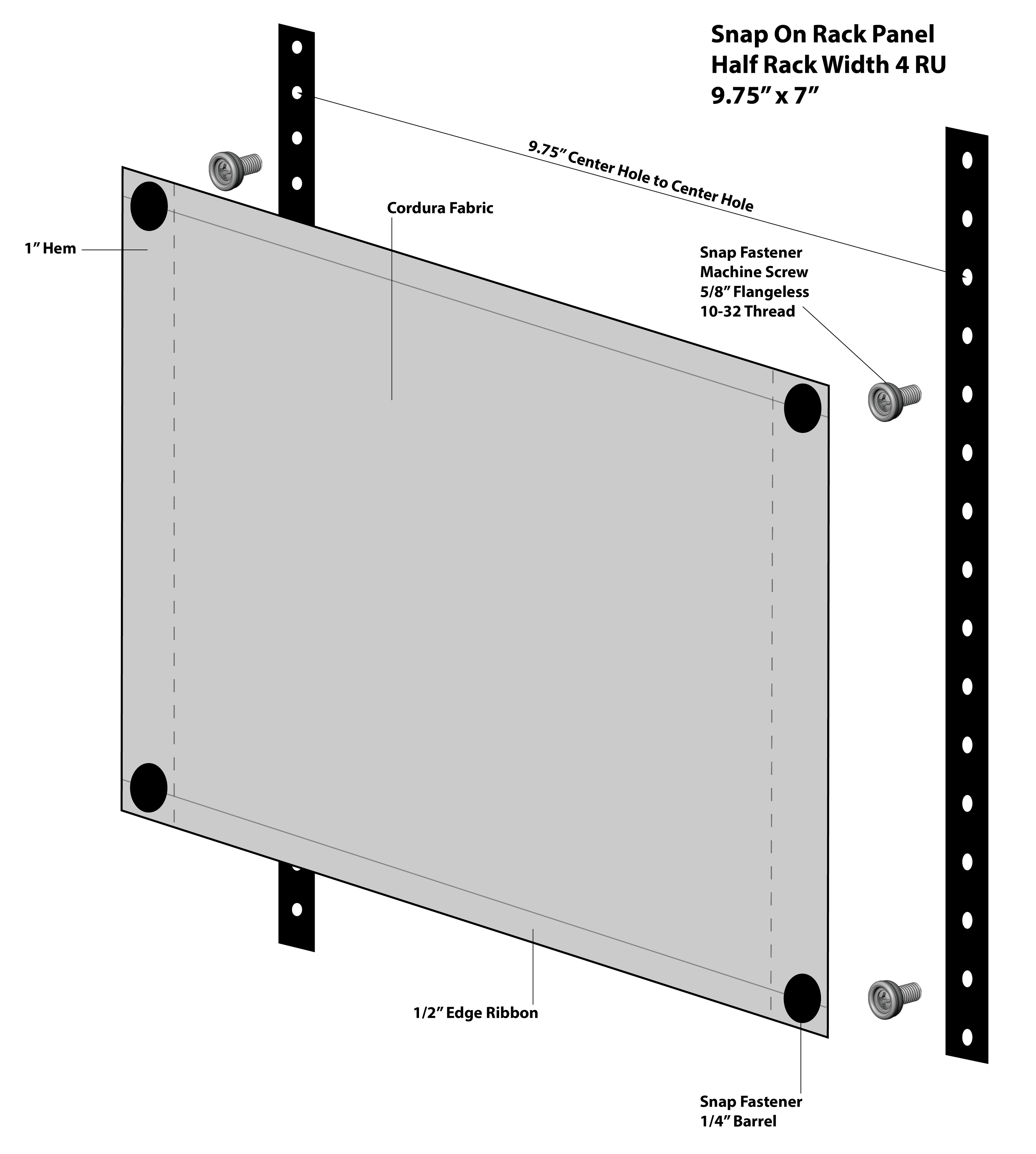Half Rack 4U Snap-On Rack Panel Solid