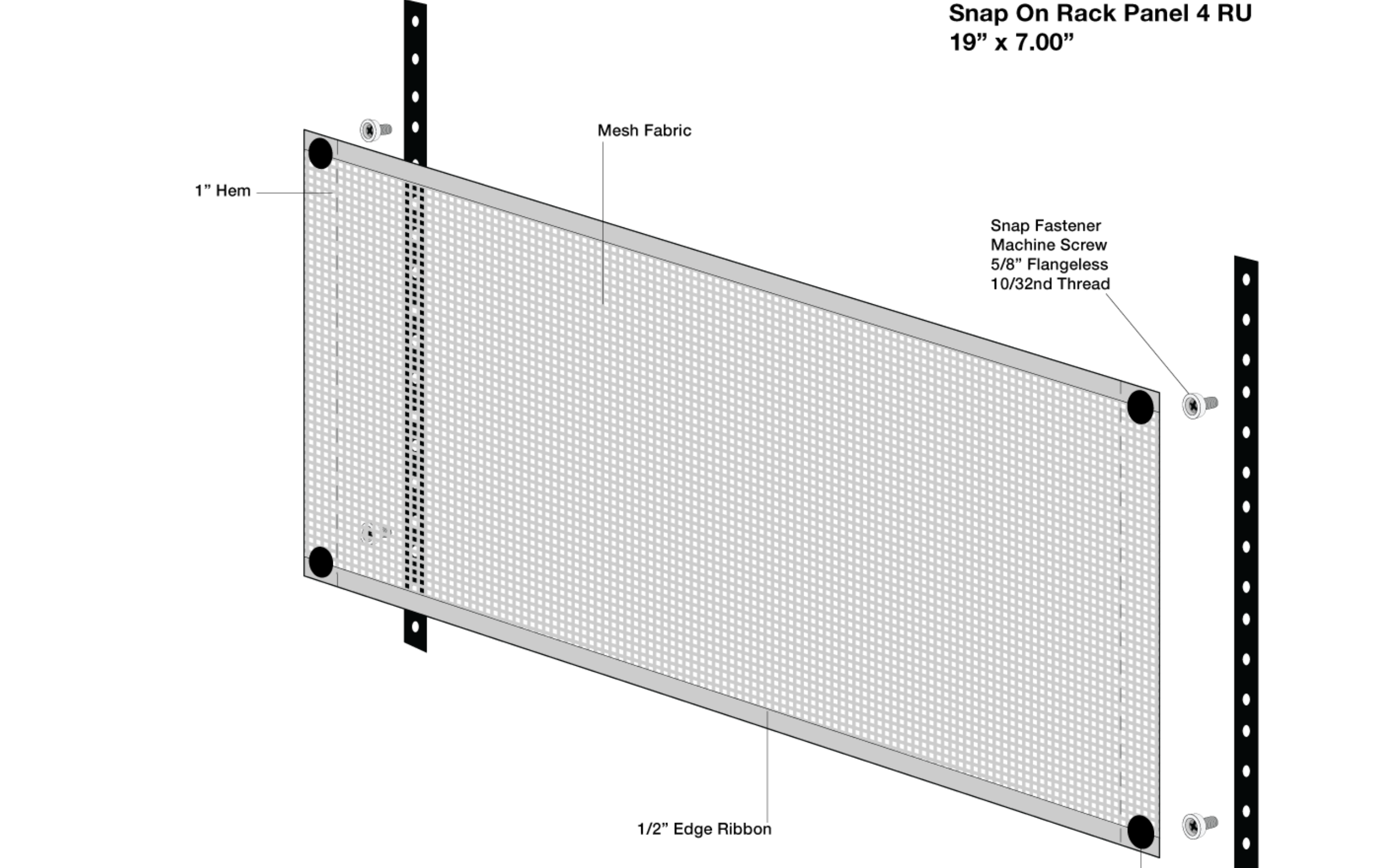 4U Ventilation Snap-On Rack Panel