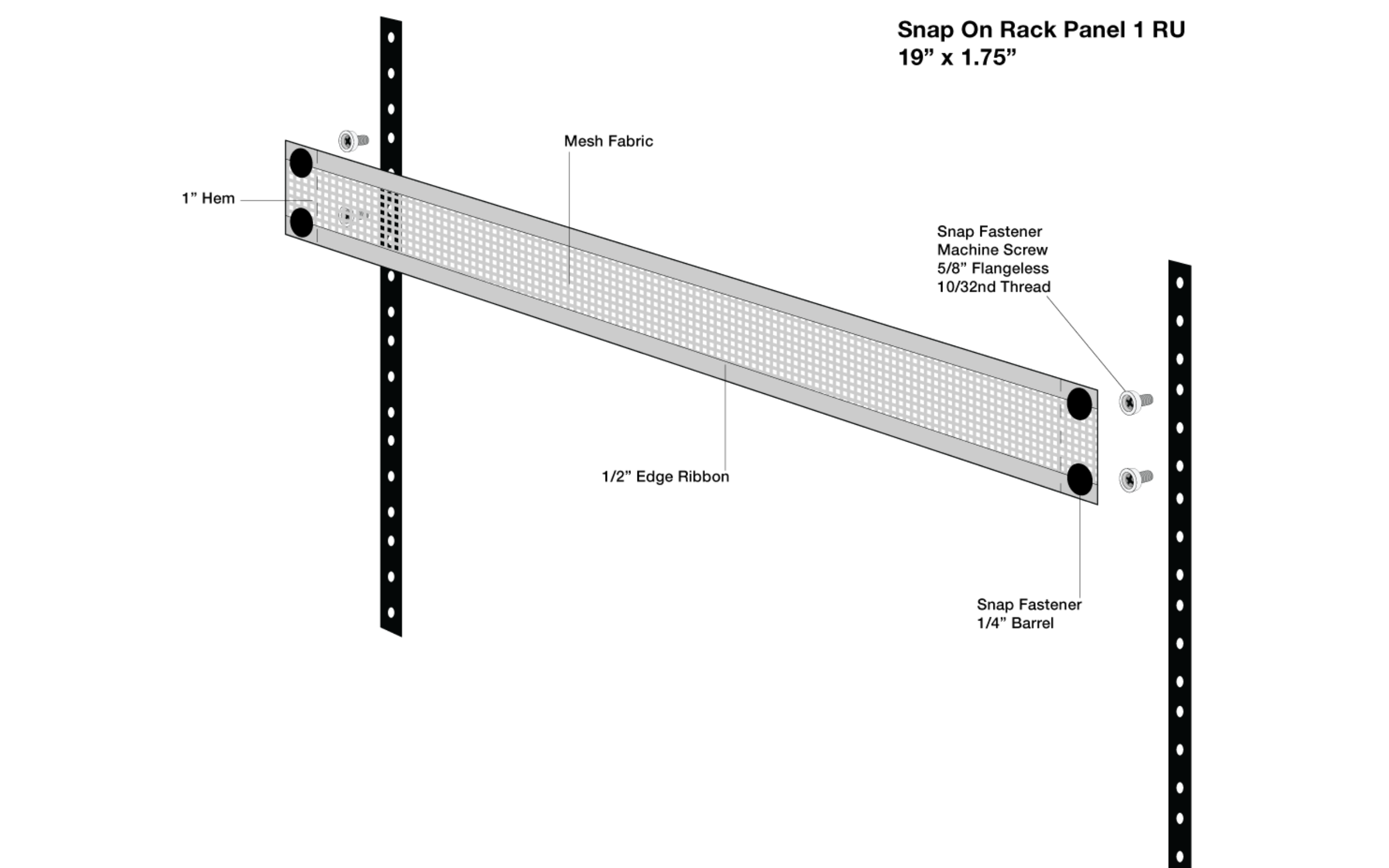 1U Snap-On Rack Panel Solid (2 Pack Bundle)